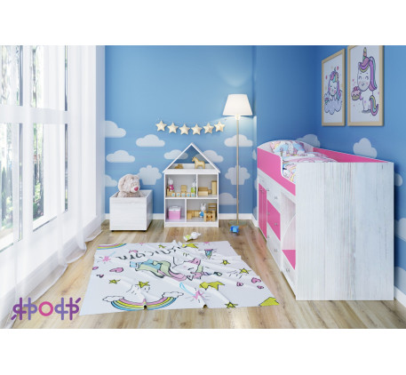 Кровать-чердак Малыш с фасадами для рисования Фэйритейл